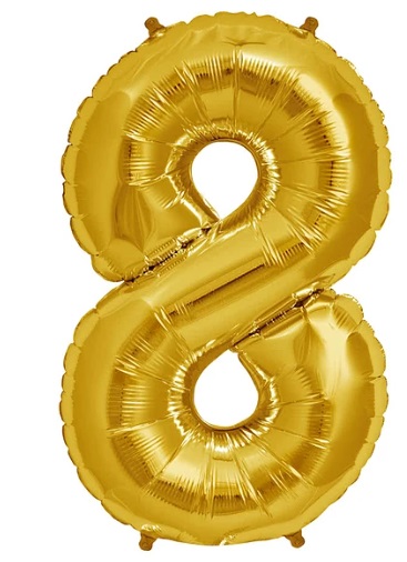 GLOBO GLAM NUMERO 8 DORADO METALIZADO 81CMS. 1UNID. 1