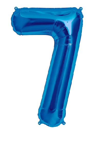 GLOBO GLAM NUMERO 7 AZUL METALIZADO 81CMS. 1UNID. 1