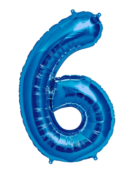 GLOBO GLAM NUMERO 6 AZUL METALIZADO 81CMS. 1UNID. 1