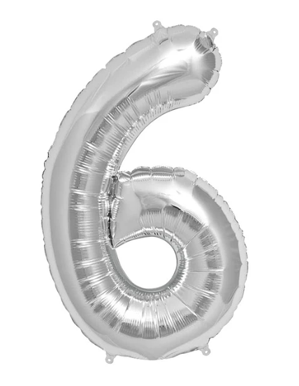 GLOBO GLAM NUMERO 6 PLATEADO METALIZADO 81CMS. 1UNID. 1