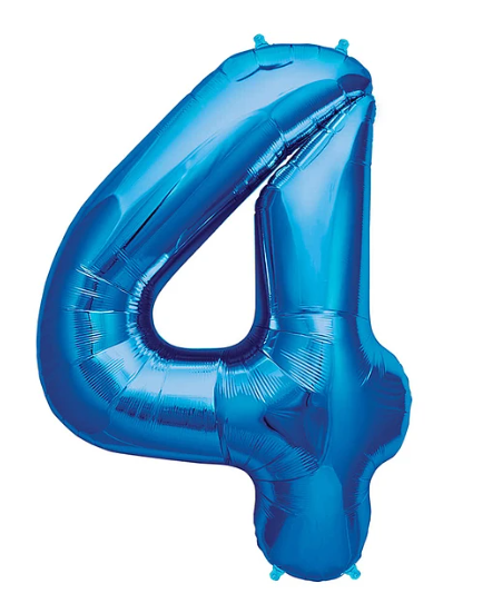 GLOBO GLAM NUMERO 4 AZUL METALIZADO 81CMS. 1UNID. 1