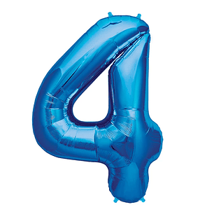 GLOBO GLAM NUMERO 4 AZUL METALIZADO 81CMS. 1UNID.