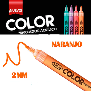 MARCADOR ACRILICO ARTEL FLUOR NARANJO 2MM