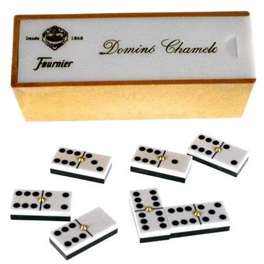 Jeu De Dominos Chamelo Celluloïde Boîte En Bois Fournier - Classique Intemporel