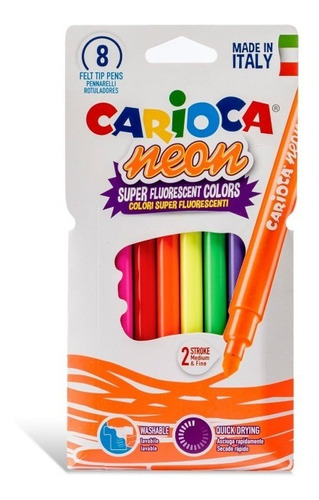 MARCADORES CARIOCA NEON 8 COLORES 1