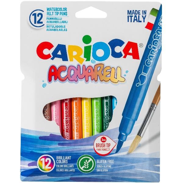 MARCADORES CARIOCA  ACUARELABLE 12 COLORES 1