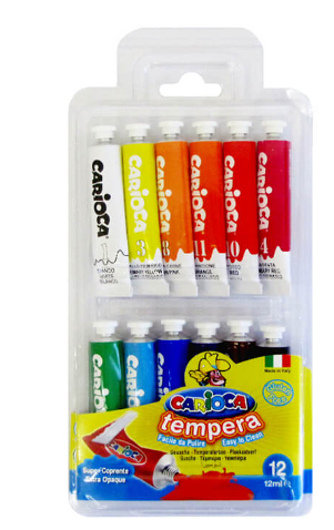 TEMPERA CARIOCA POMO 12ML. 12 COLORES 1