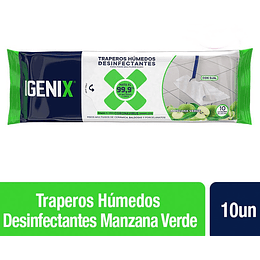 TRAPERO HUMEDO DESINFECTANTE IGENIX MANZANA VERDE 10 UNID.