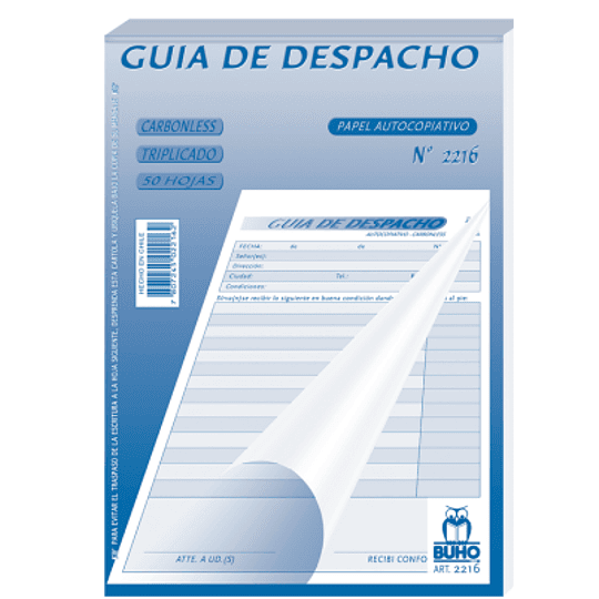 GUIA DE DESPACHO BUHO AUTOCOPIATIVO TRIPLICADO 50/3 HJS.