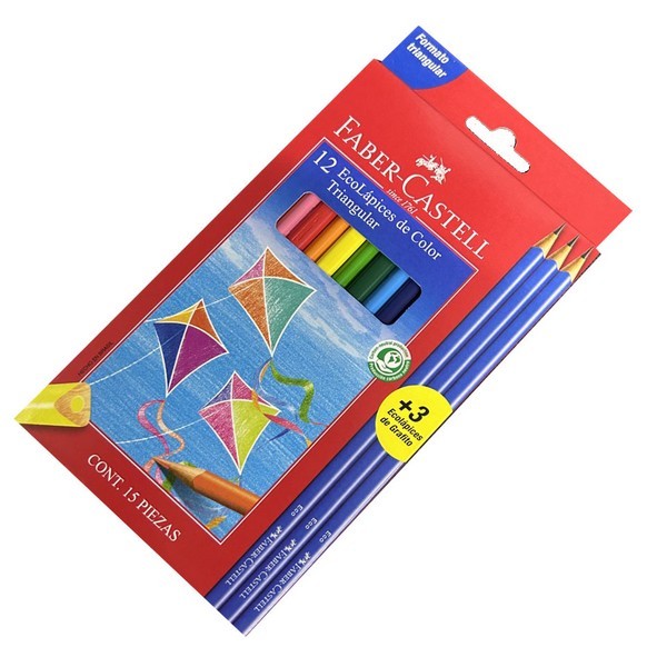 LAPICES DE COLOR FABER ECOLAPIZ 12 UND TRIANGULAR. + 3 GRAFITOS 1