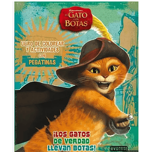 CUADERNO DE COLOREAR GATO CON BOTAS C/ PEGATINAS ( DESC. )
