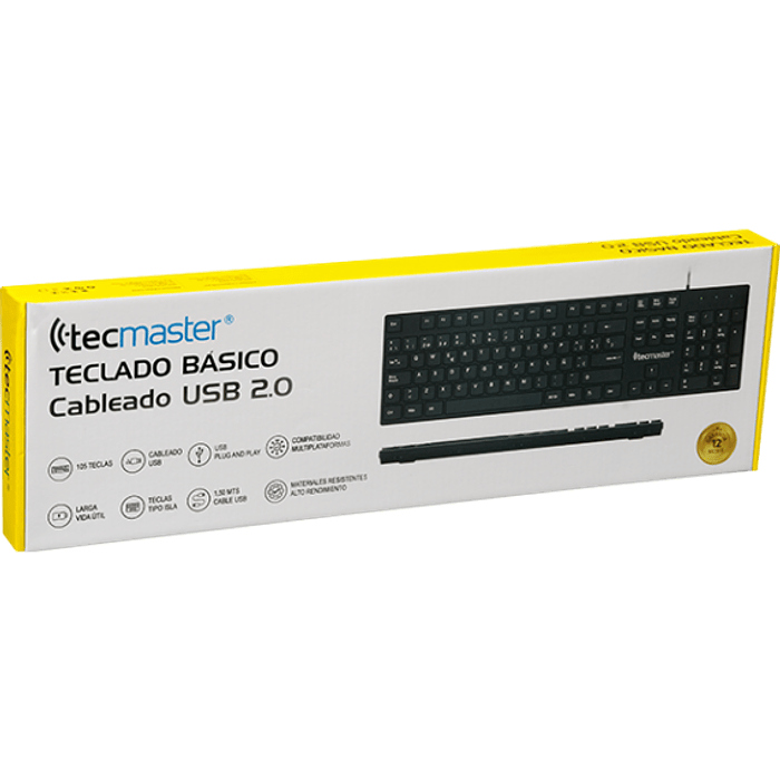 TECLADO TECMASTER BASICO CABLEADO USB 2.0 TM-100513