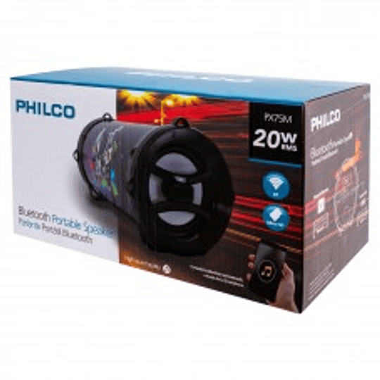 PARLANTE BAZOOKA LED PHILCO BT/FM/MicroSD/USB PX-75U