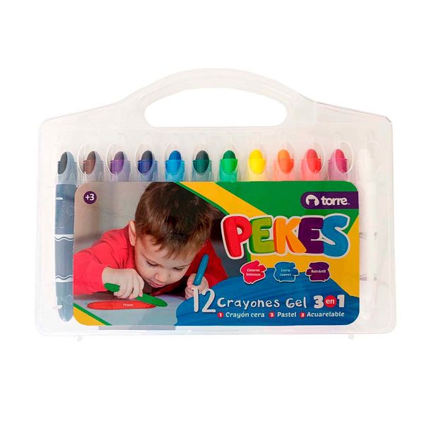 CRAYONES TORRE GEL PEKES 3 EN 1 12 COLORES  1