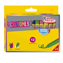 CRAYONES DE CERA ARTEL 12 COLORES EXTRA SUAVE