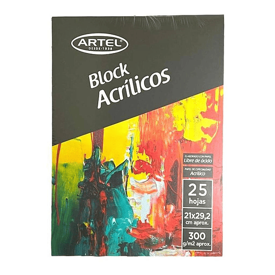 BLOCK ARTEL ACRILICOS A4 25HJS. 300G 21X 29,2CMS.