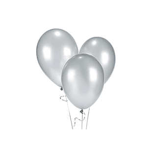 GLOBO GLAM N° 12 METALIZADO PLATEADO 50 UND.