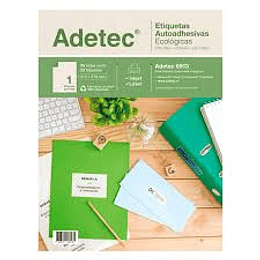 ETIQUETA ADETEC LASER INJET CARTA ECOLÓGICA 216 X 279 25 Hjas.