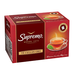 TÉ SUPREMO CEYLÁN ORO 20 BOLSITAS