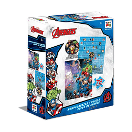 JUEGO 2 EN 1 PUZZLE 72 PZS + JUEGO DE AVANCE AVENGERS MARVEL TOYNG 3+ ADJ-9870