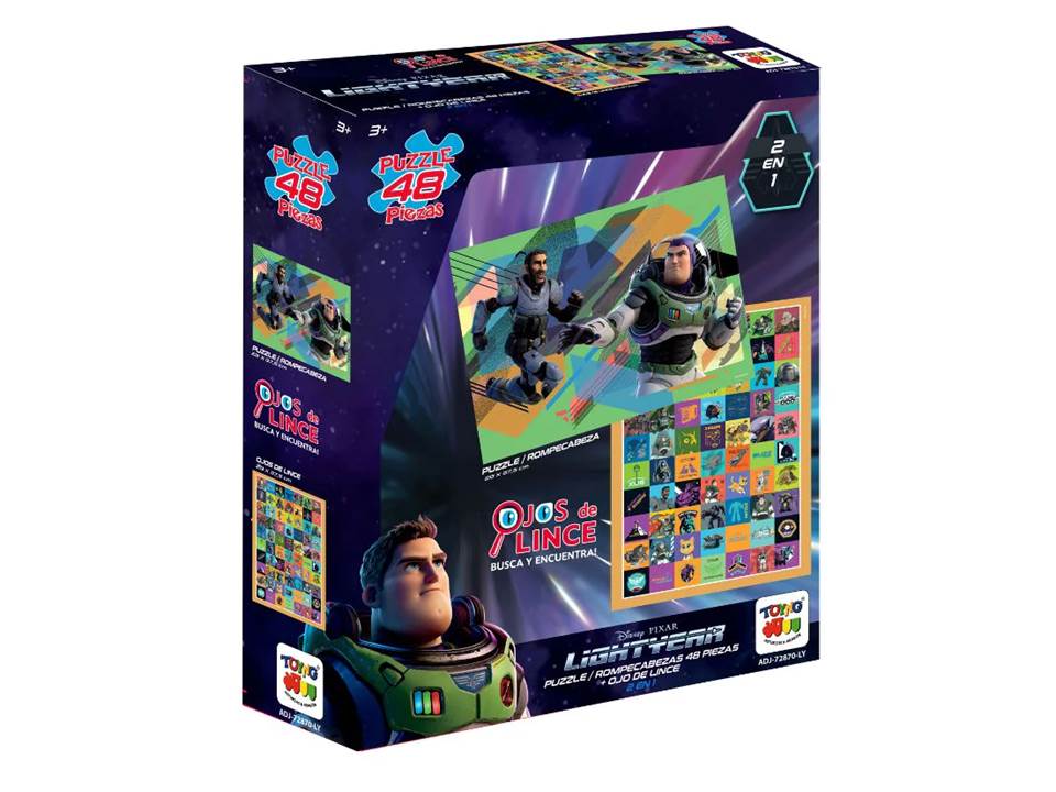 JUEGOS 2 EN 1 PUZZLE 48 PZS + OJO DE LINCE LIGHT YEAR DISNEY TOYNG 3+ ADJ-72870 1