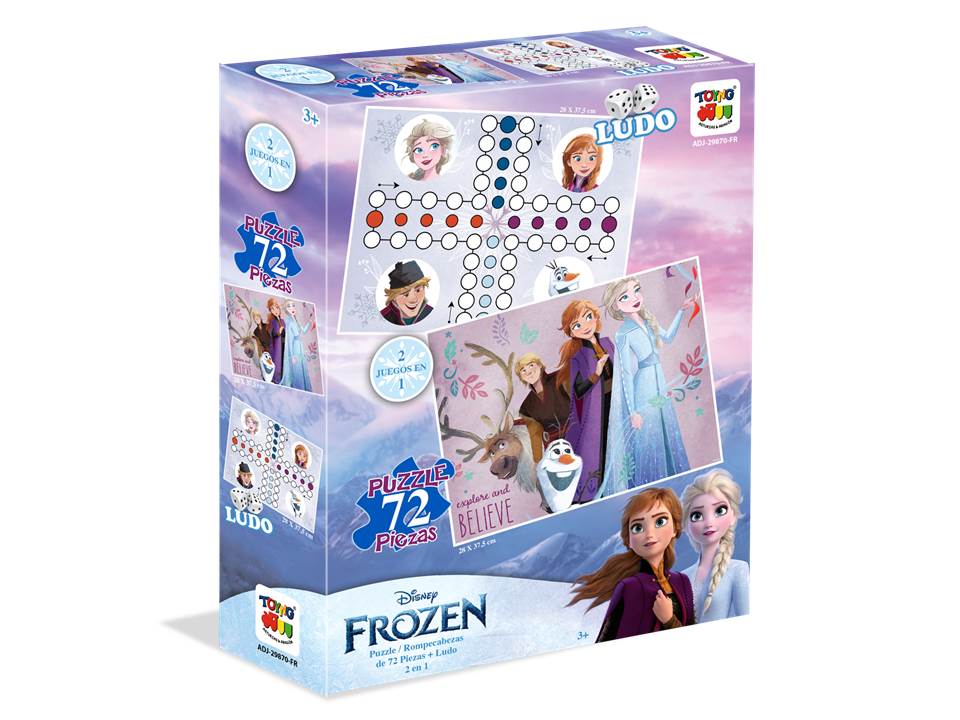 PUZZLE 72 PZS.+ LUDO FROZEN DISNEY TOYNG 3+ ADJ-29870 1