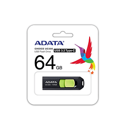 PENDRIVE ADATA  64GB UC300 USB 3.2 NEGRO/VERDE
