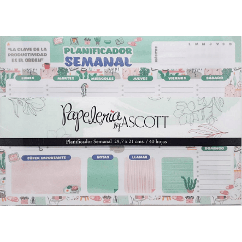 PLANIFICADOR SEMANAL ASCOTT 40HJS. 29,7X21 CMS. 1