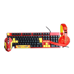 KIT TECLADO/MOUSE/ AUDIFONOS GAMER MARVEL IRON MAN