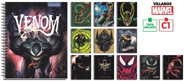 CUADERNO PROARTE UNIV. 7mm 100 Hjs TED/ ED MARVEL VILLANOS  1