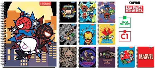 CUADERNO PROARTE UNIV. 7mm 100 Hjs TED/ ED MARVEL KAWAI  1