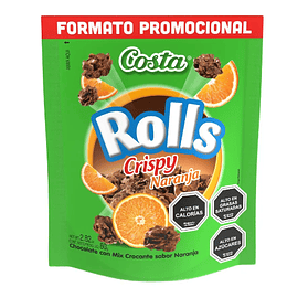 CHOCOLATE COSTA ROLLS CROCANTE CRISPY NARANJA 80 GRS.