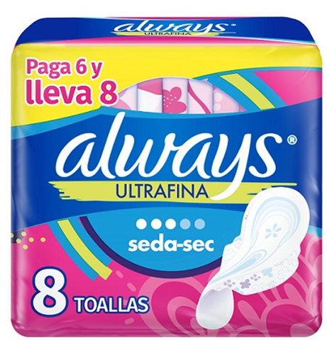TOALLA FEMENINA ALWAYS DIA ULTRA SECA C/ALAS X 6+2 UND. 1