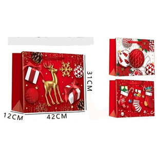 BOLSA DE REGALO NAVIDAD ADORNOS NAVIDEÑOS 40 X 30 X 12 CMS.