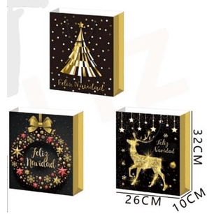 BOLSA DE REGALO NAVIDAD FELIZ NAVIDAD 32 X 26 X 10 CMS.