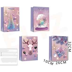 BOLSA DE REGALO NAVIDAD ADORNOS NAVIDEÑOS 32 X 26 X 10 CMS.