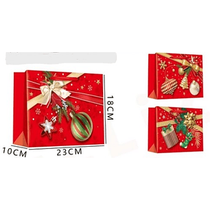 BOLSA DE REGALO NAVIDAD ADORNOS NAVIDEÑOS 23 X 18 X 10 CMS.