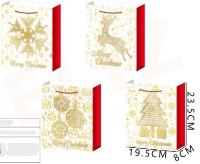 BOLSA DE REGALO NAVIDAD DETALLES DORADOS 23.5 X 19.5 X 8 CMS. 1