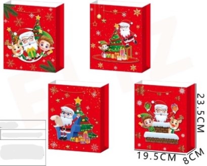 BOLSA DE REGALO NAVIDAD PASCUERO Y AMIGOS 23.5 X 19.5 X 8 CMS. 1