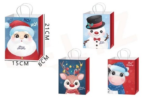 BOLSA DE REGALO NAVIDAD PASCUERO Y AMIGOS 21 X 15 X 8 CMS. 1