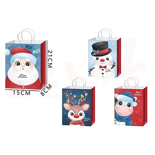 BOLSA DE REGALO NAVIDAD PASCUERO Y AMIGOS 21 X 15 X 8 CMS.