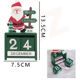 ADORNO NAVIDEÑO CALENDARIO DE MADERA 13.5 X 7.5 CMS. 1 UN. VERDE