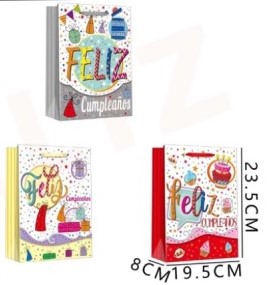 BOLSA DE REGALO FELIZ CUMPLEAÑOS 23.5 X 19.5 X 8 CMS. 1