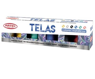 PINTURAS P/TELA ARTEL 6 COLORES METÁLICOS 1
