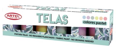 PINTURAS P/TELA ARTEL 6 COLORES PASTEL 1