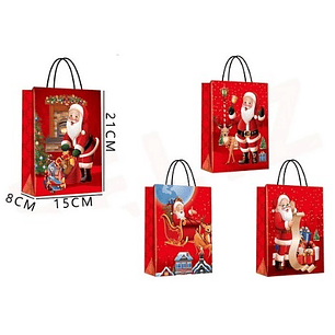 BOLSA DE REGALO NAVIDAD PASCUERO 21 X 15 X 8 CMS.