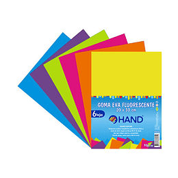 ESTUCHE GOMA EVA HAND FLUORESCENTE 20 X 30 6 HJS.