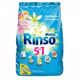 DETERGENTE RINSO MATIC 2,7 KGR. HORTENSIAS BLANCAS 5 en 1