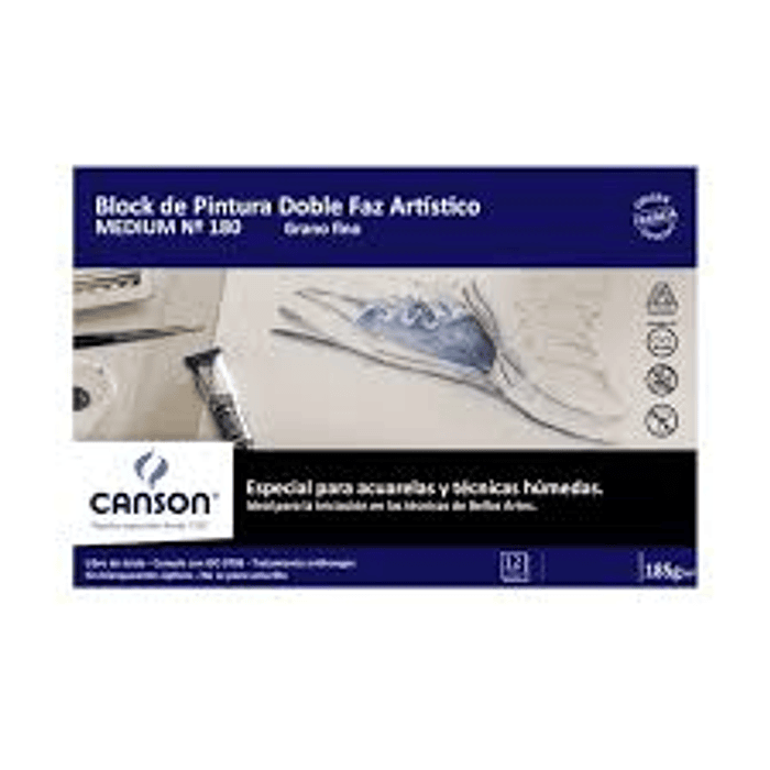 BLOCK DE PINTURA DOBLE FAZ CANSON MEDIUM 180 1/8 185gr