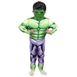 DISFRAZ HULK CON MUSCULOS GLAM MARVEL AVENGERS 7-8 AÑOS